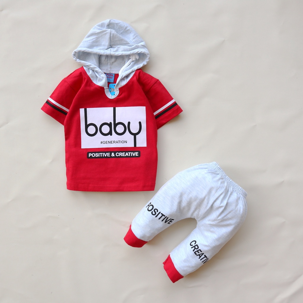 Nuna Store Setelan Baju Celana Anak Bayi Laki-laki Usia 6 bulan - 3 tahun IMK Motif Hoodie Baby Generation