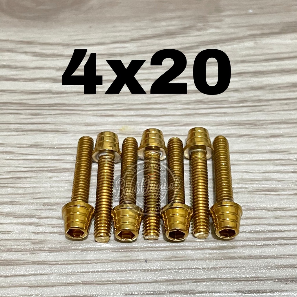 Baut probolt kerucut gold 4x20 drat 6 panjang 2cm heng thailand