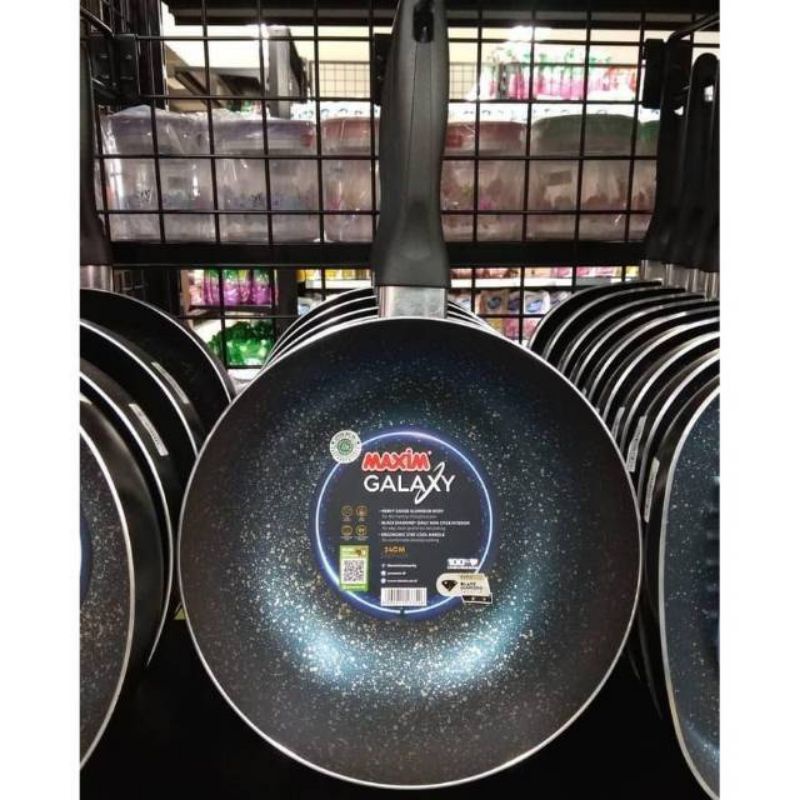 MAXIM GALAXY DEEP WOK 24 CM 28 CM BLACK DIAMOND ANTI LENGKET LEBIH KUAT ORIGINAL MAXIM