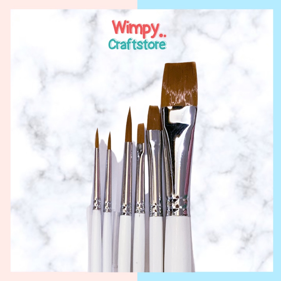 Kuas Lukis Lancip Set Kuas Flat Kuas Cat Air Acrylic Minyak Kaligrafi