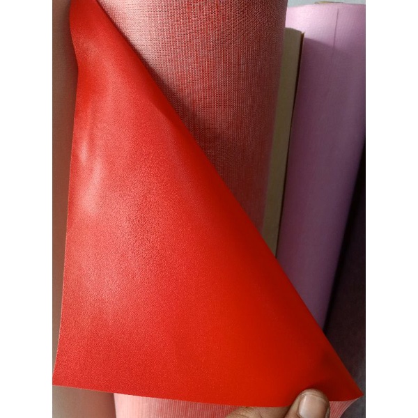 KULIT SINTESIS/KULIT IMITASI MOTIF POLOS bisa buat perlak bayi-Merah terang