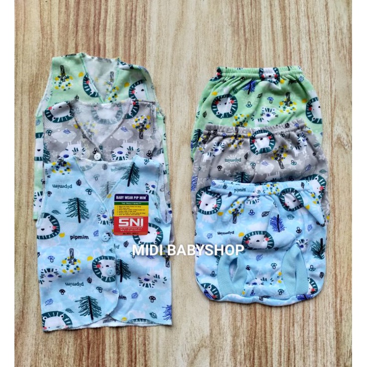 18 Pcs Paket Baju Bayi Celana Bayi Baru lahir Newborn Full Print Pip Mim SNI