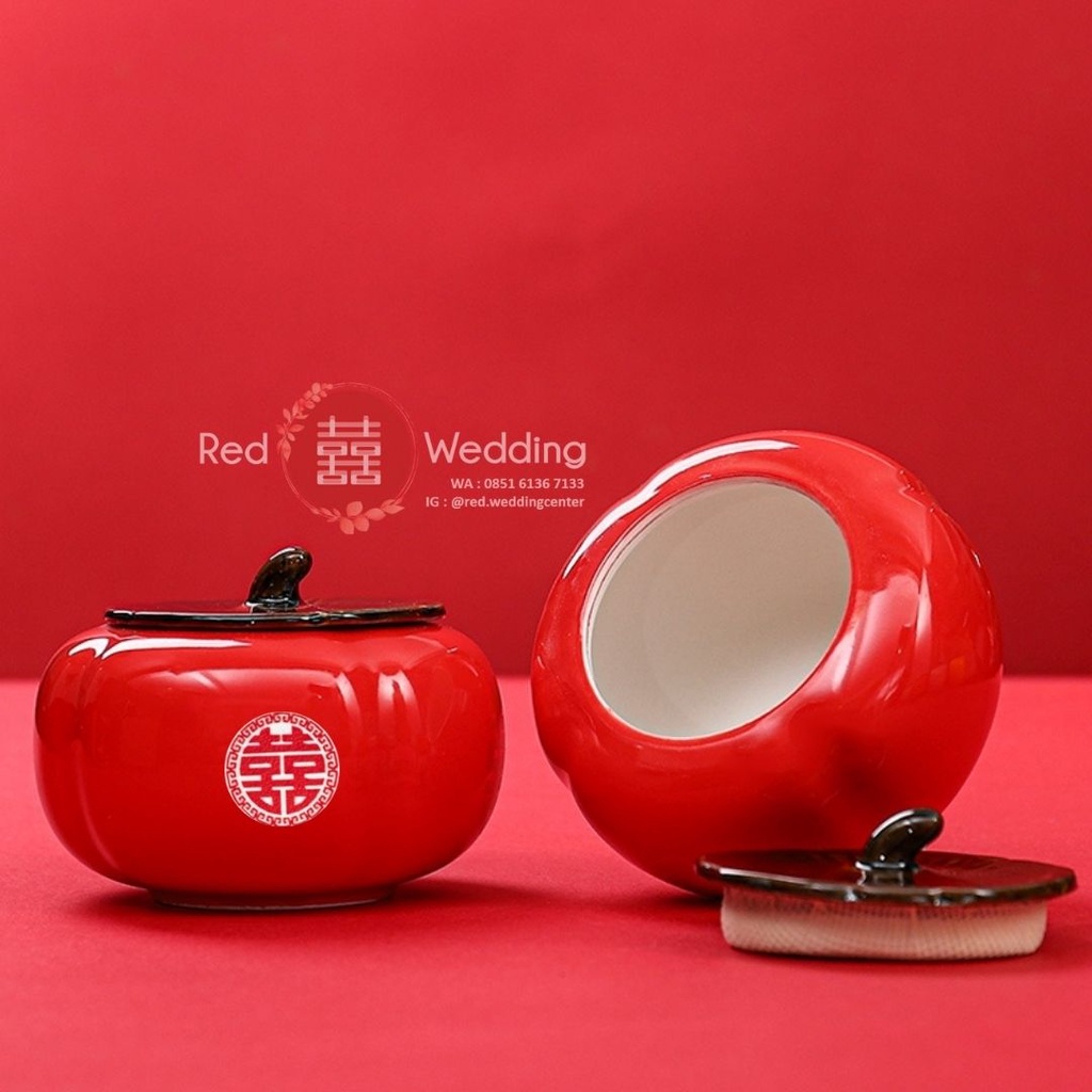 Persimmon Jar Set Wedding Sincia Imlek Wadah Mug Botol Tempat teh bumbu toples Keramik Ukir Shuangxi untuk Teapai FREE HARDBOX MAGNETIC