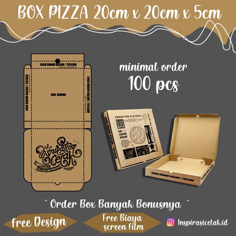 

Box pizza/baju/kemeja packaging lainnya + sablon