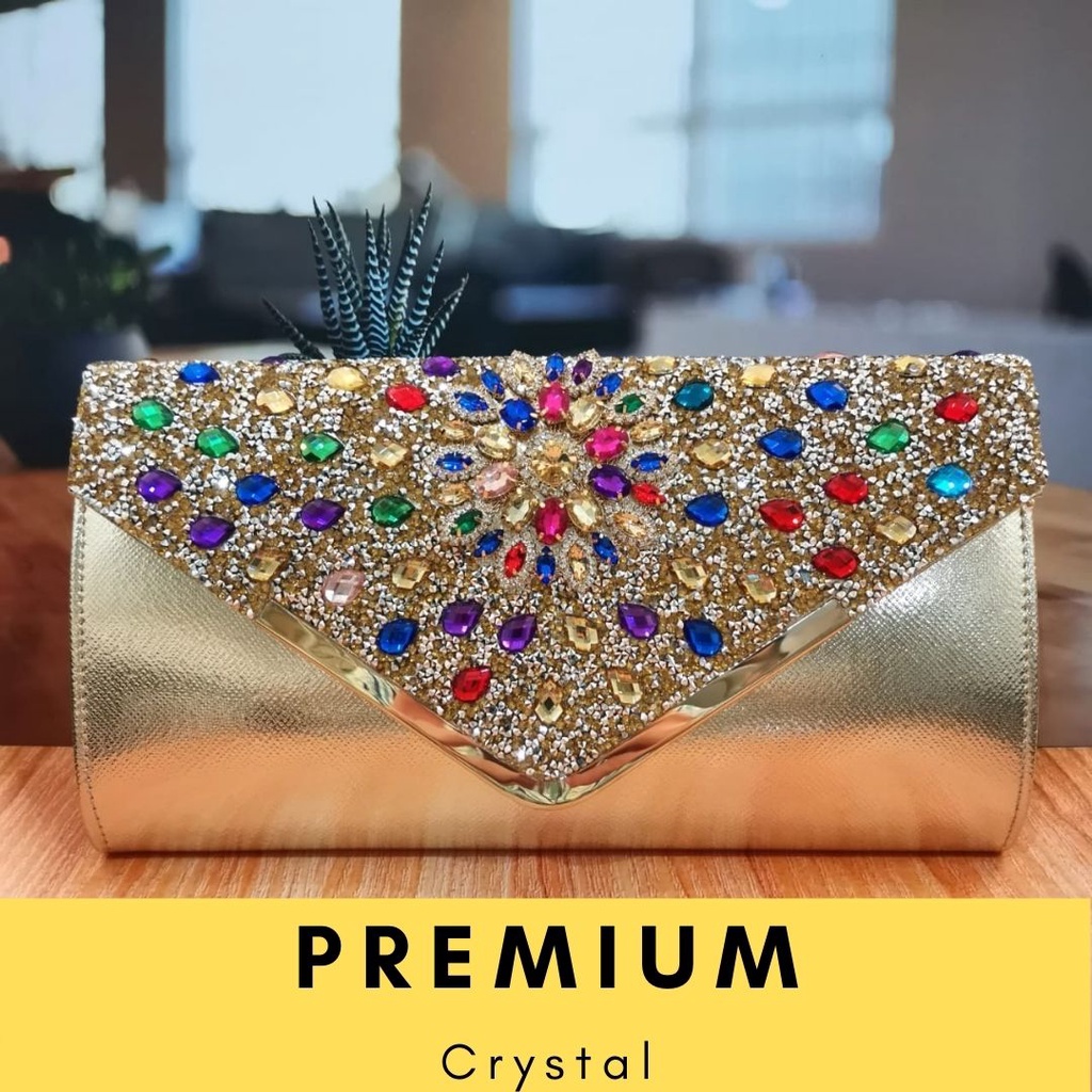 TAS PESTA CLUTCH KONDANGAN KRISTAL SWAROVSKI IMPORT MAC 67 HANDBAG HAND BAG SELEMPANG SLEMPANG SLING BAG JINJING TALI RANTAI WANITA CEWEK CEWE PEREMPUAN FASHION TERBARU KEKINIAN MEWAH ELEGAN IMPORT