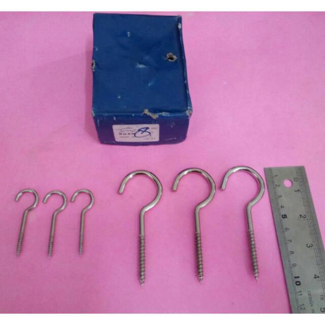 SKRUP TANDA TANYA/ SKRUP GANTUNG no.8 / SKRUP SANGKAR / KAIT BESI / SCREW HOOK