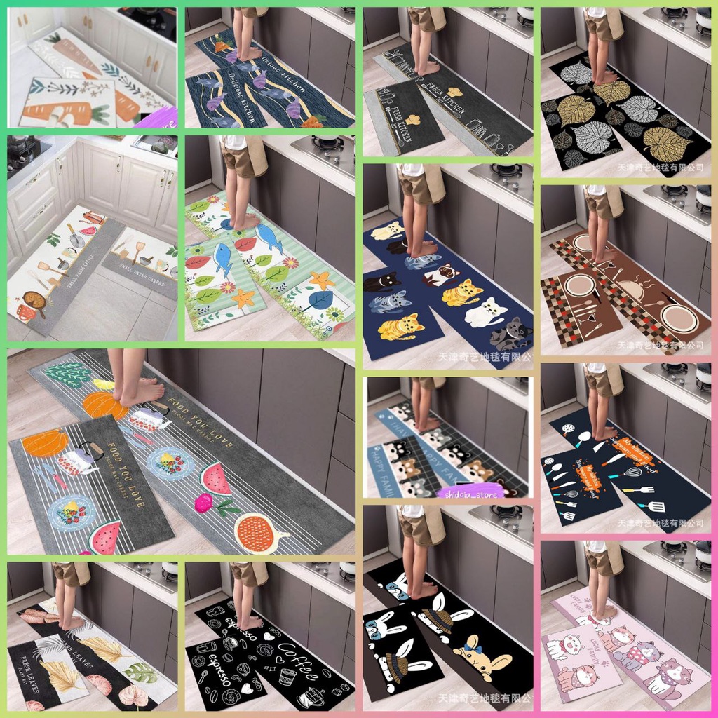Keset Dapur 2in1 ( 1set isi 2 pcs) Keset Dapur Minimalis (40x120 & 40x60 cm) Anti Slip Tidak Licin K
