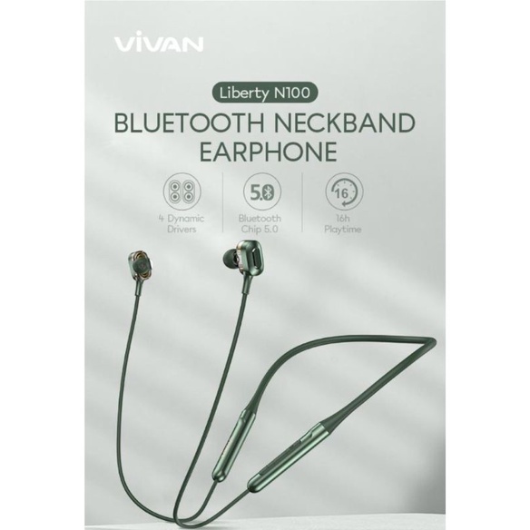 Headset Bluetooth Anti Air Vivan Liberty N100 Magnetic Bass Waterproof IPX4 Playtime 16 Jam