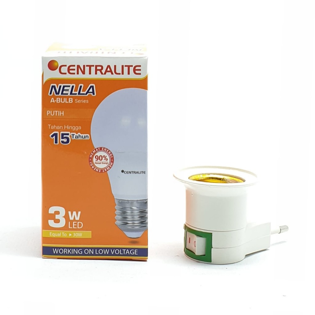 CTL Nella 3w Classic Bulb Cd Putih + Linux Fiting Colok Switch / Lampu Tidur / Mini Lamp