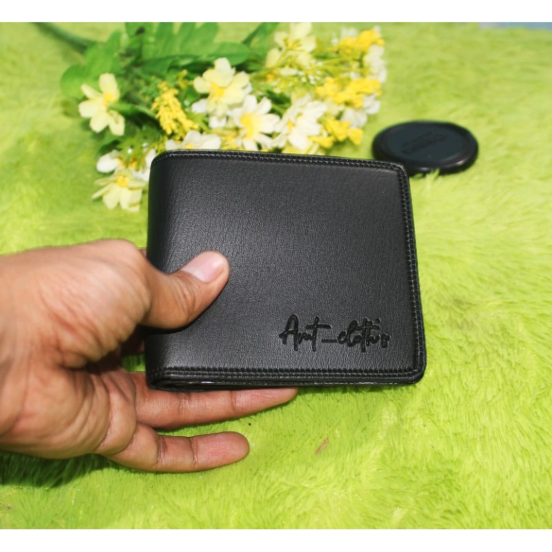 PROMO DOMPET PRIA SEMI KULIT AMT 01 POLOS PENDEK COKLAT TUA-Hitam