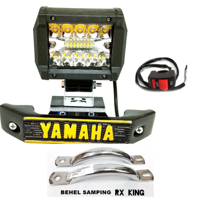 Lampu Tembak Sorot 18 Mata led Kedip + Breket Kumis Rx King Logo Yamaha Plus Saklar On Of