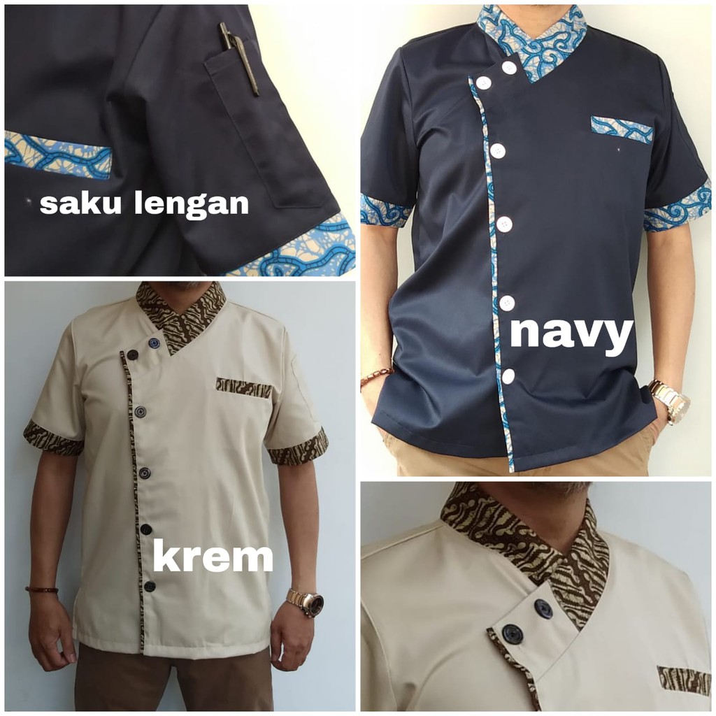 Baju Chef Batik Kombi Untuk Pria Model A