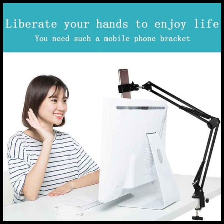 Stand Holder Hp Dudukan Phone Stand Jepit Meja Lazypod Tablet Ipad