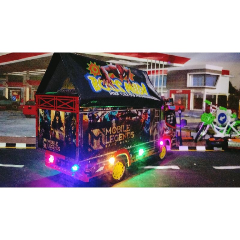 miniatur truk mobile legenda panjang 42 cm full lampu bonus terpl