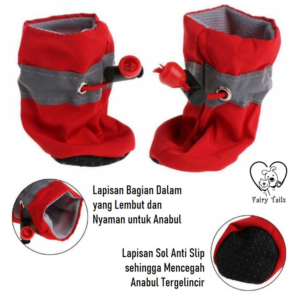 Sepatu Anabul Anjing Kucing (Pet Shoes) Bentuk Serut dengan Alas Anti Slip Anti Licin