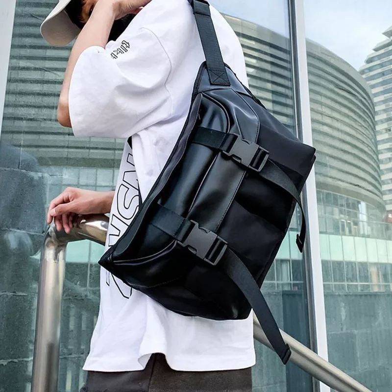 Tas Pinggang Unisex Sabuk Tas Hip-Hop Liar Wanita Bahu Messenger Tas Nylon Kapasitas Besar Street