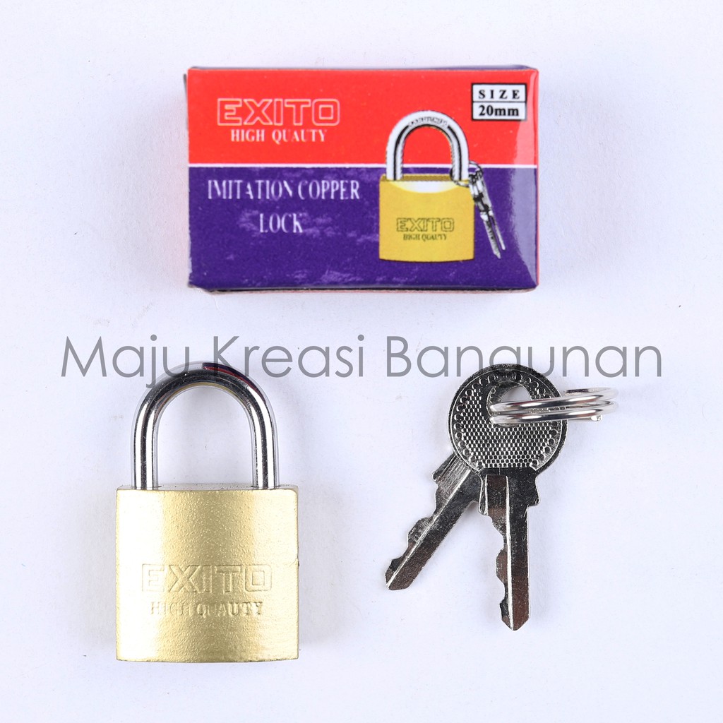 Gembok EXITO Kecil Mini Tas Kotak Koper Travel Luggage Padlock Lemari Laci 20mm 20 mm 2 Anak Kunci