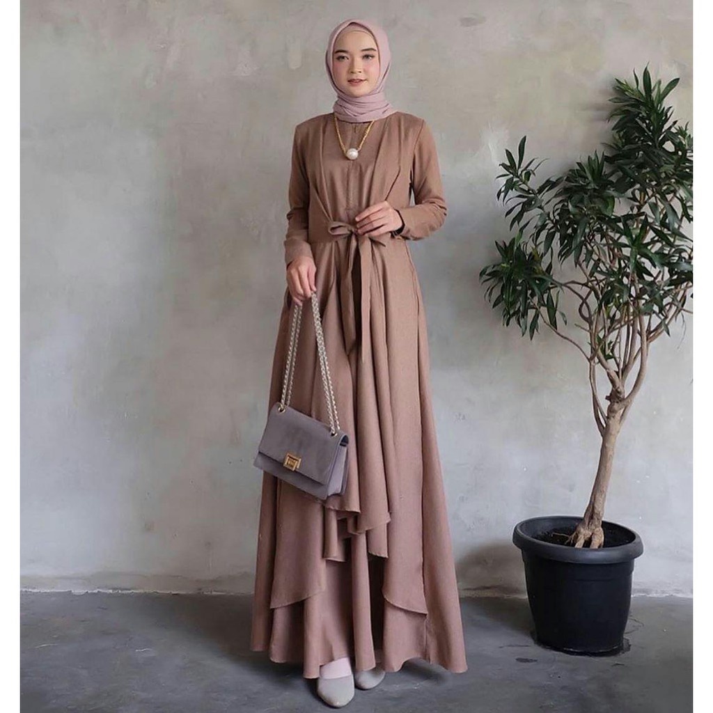 Gamis Polos Jumbo Ld 120 130 140 ALUNA DRESS S M L XL XXL XXXL 5L Gamis Hitam Wanita Remaja Murah