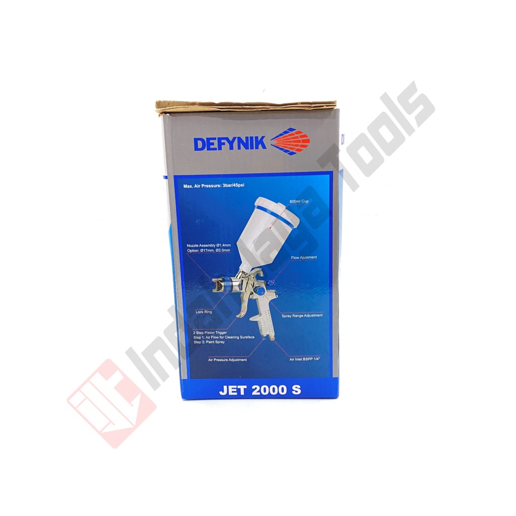 DEFYNIK 1.4 mm Spray Gun HVLP 600 mL - Alat Semprot Cat Low Pressure Tabung Atas