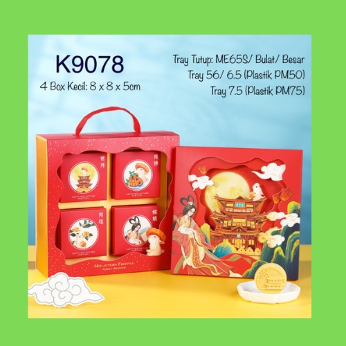 

Box Mooncake Kotak Kue Bulan Gift Box Dus Hampers Kado Kardus Eggtart Kotak Kemasan Packaging 3D(3pcs)