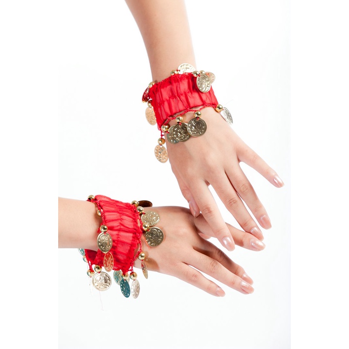 GELANG KARET &amp; KERUDUNG KOIN COIN BRACELET AKSESORIS TARI INDIA BELLY DANCE TAMBORIN KRINCINGAN HIASAN TANGAN KEPALA HEADRESS