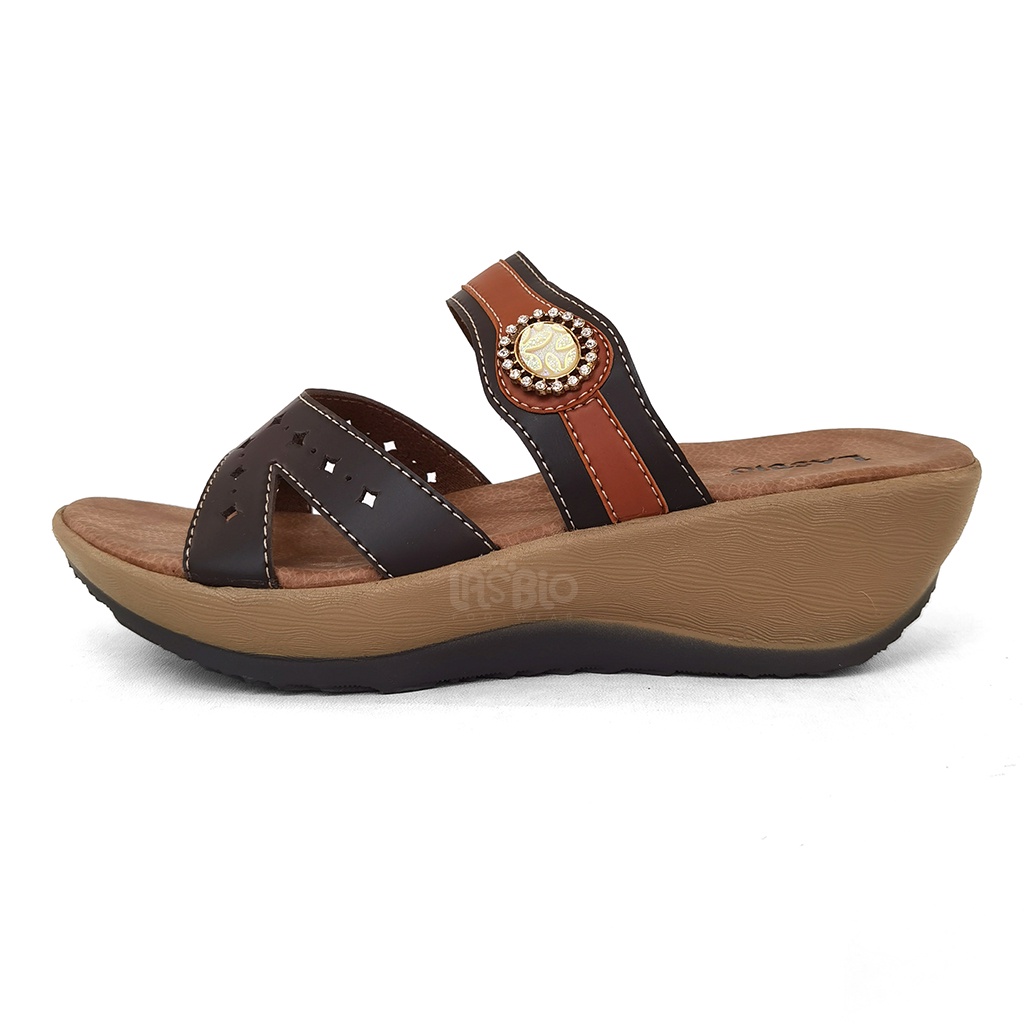 Sandal Selop Wedges Kasual Wanita Lasbio HJ19