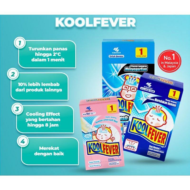 Koolfever Bayi Anak Dewasa Kool Fever Plester Kompres Demam Per Lembar