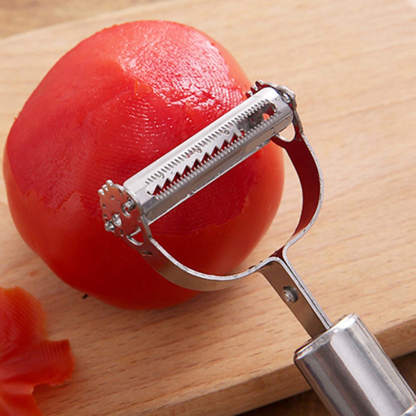 Alat Pengupas Pengiris Pisau Parutan Kupas Slicer Kulit Buah Sayur Anti Karat 2 In 1 Multi Fungsi Knife Peeler Wortel Timun Kentang Apel Bawang Stainless Steel AD27