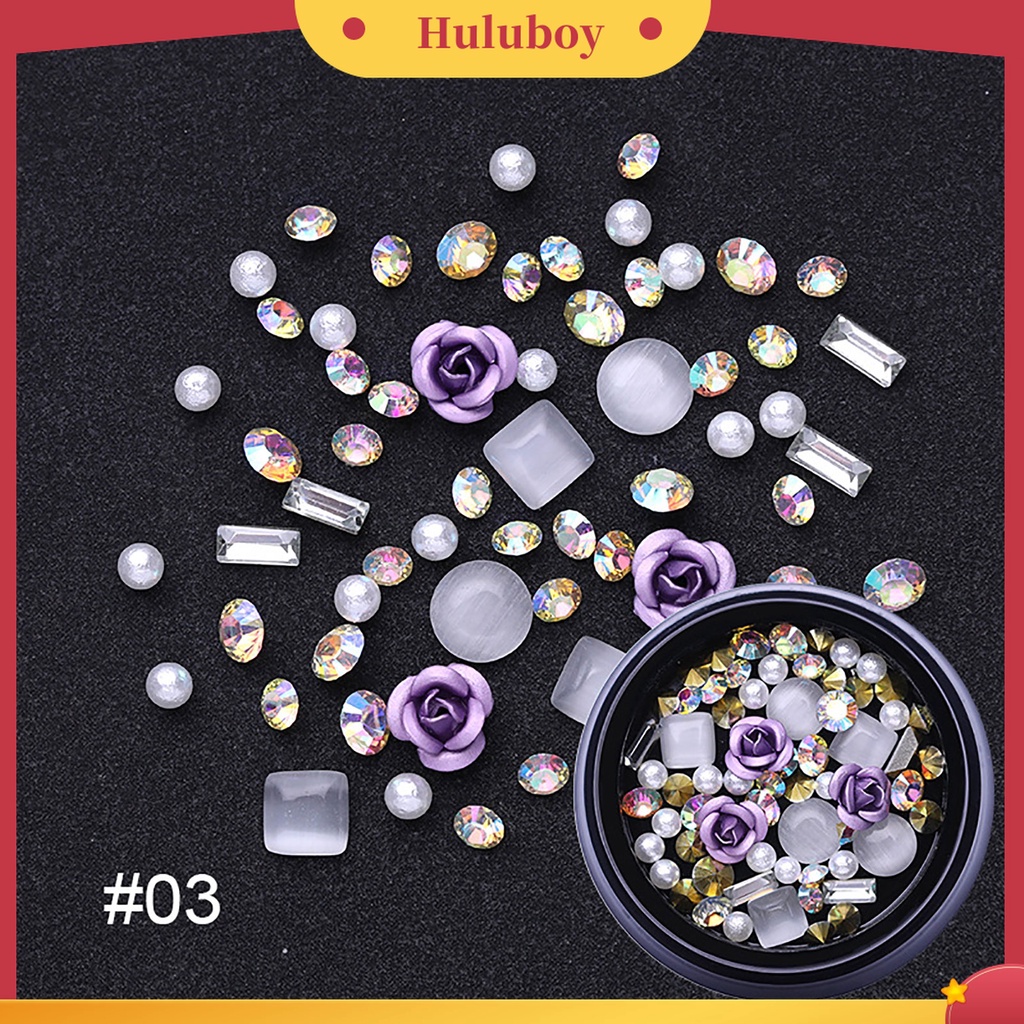 Huluboy Huluboy♡ Patch Sequin Glitter Berlian Imitasi Hollow Campur Untuk Dekorasi Manicurenail Art DIY