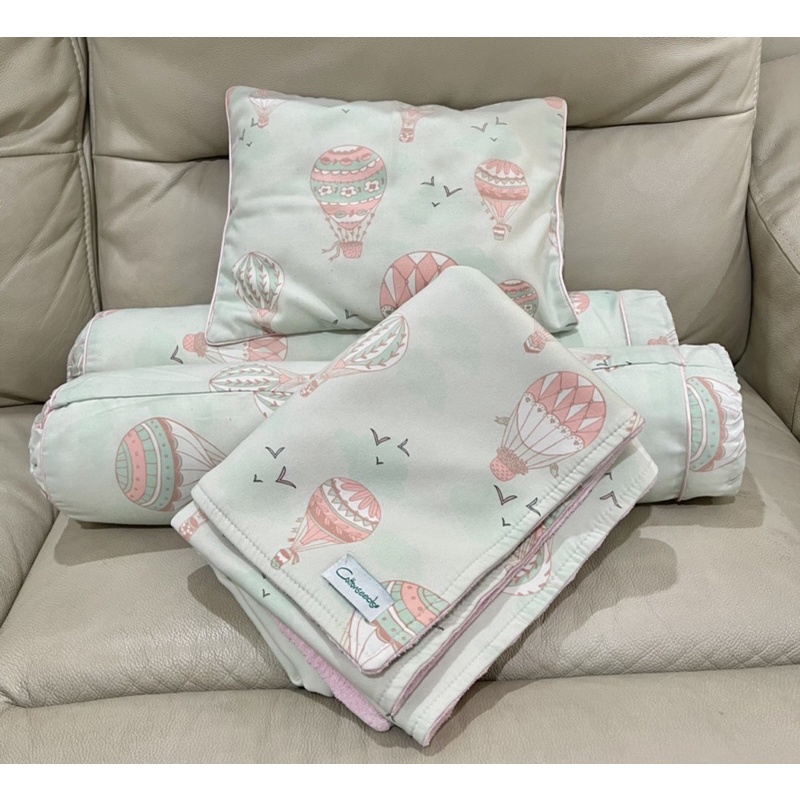 PRELOVED Cottonseeds Pillow Bolster Set + Cottonseeds Baby Blanket Hot Air Baloon - Cottonseeds mura