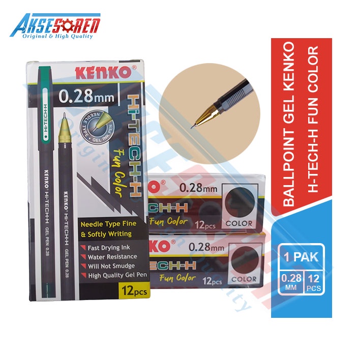 

Ballpoint Gel Hi-Tech-H Fun Color Kenko [1 Pack/0,28 mm] / Alat Tulis Sekolah / Pena 1 Lusin / Pulpen Jel 1 Pak / Bolpen 12 Pcs