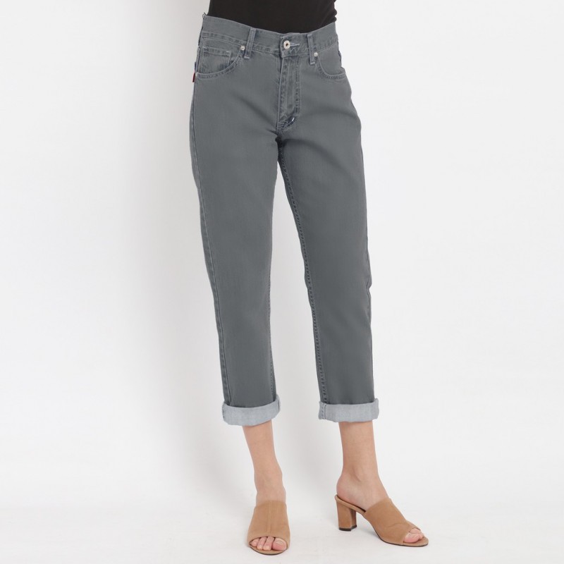 Edwin Ladies Stretch Mom Boyfriend Jeans Kaylee Light Grey