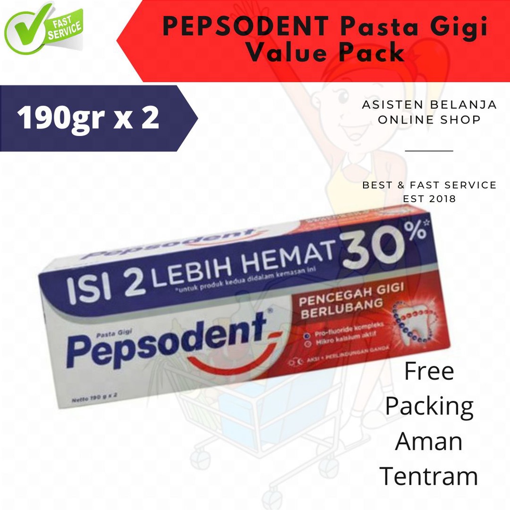 Pasta Gigi Pepsodent Pencegah Gigi Berlubang Odol 190g 190gram