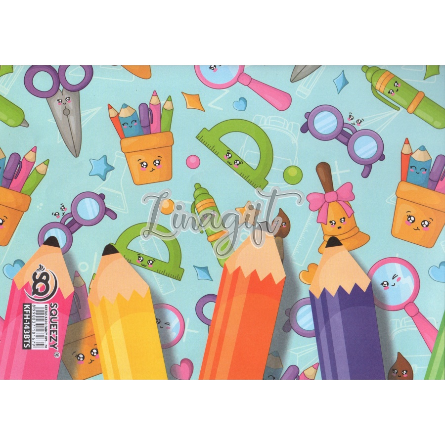 ( 5 Lembar ) KERTAS KADO SQ  DOFF - GIFT WRAPPING PAPER SCHOOL / SCHOOLLING / SMART / BOOKS - GRADUATIN SEKOLAH L