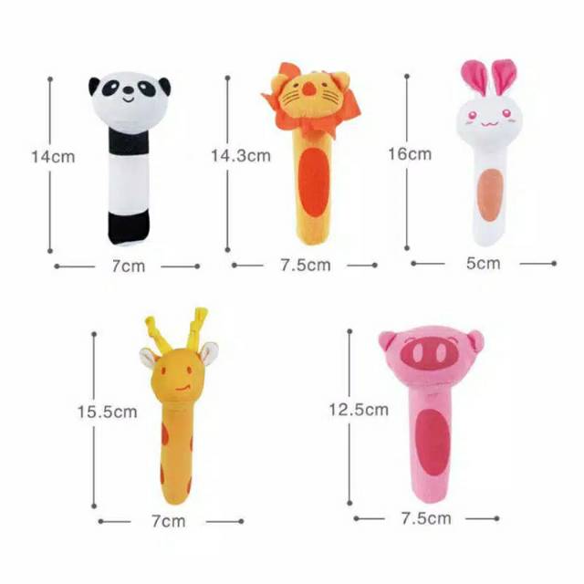 Mainan Boneka Tangan Bayi Bunyi Baby Hand Rattle Toy Stick