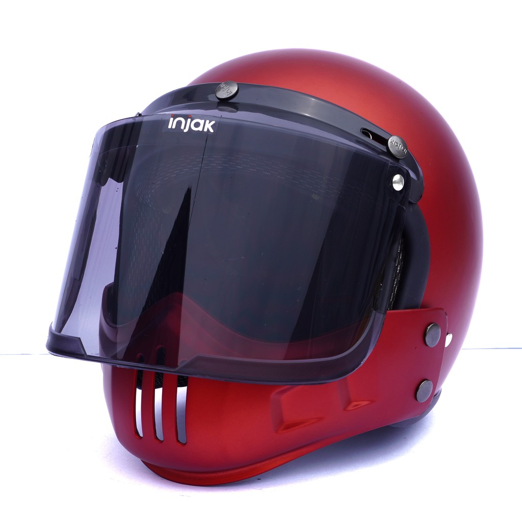 Helm Retro Cakil Modular Merah Doff / Red (Vespa / Klasik / Vintage)