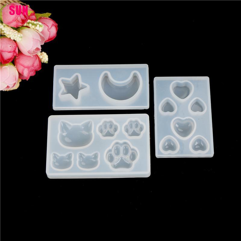 (Bf) Cetakan Resin Diy Bentuk Wajah Kucing / Bulan / Bintang / Hati Bahan Silikon