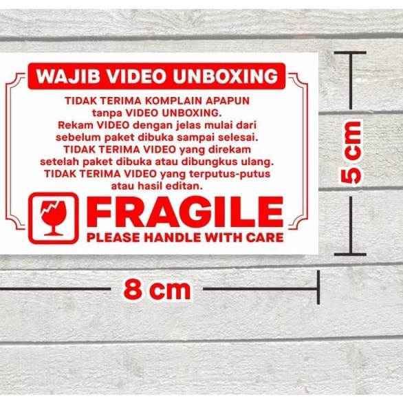 

♟ Stiker Label FRAGILE Sticker Wajib Video Unboxing 8 x 5 cm isi 500 pcs ♙