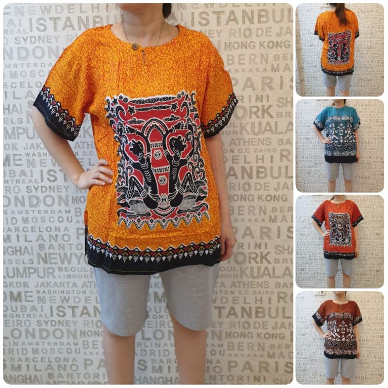 baju Bali rayon XL wayang duduk batik dewasa