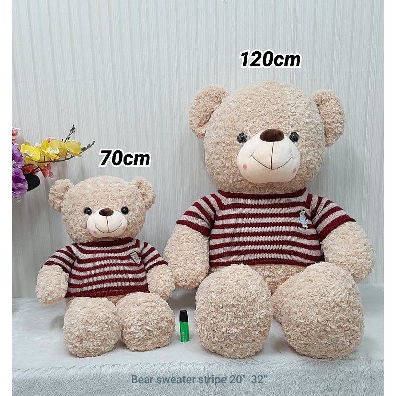 boneka teddy bear beruang jumbo strip sweater import