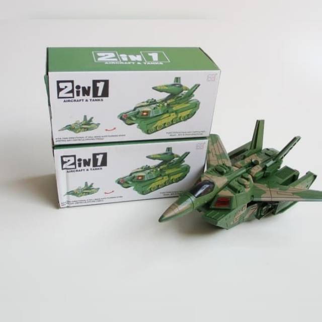 Mainan Tank Aircraft 2 in 1 Bump Go Baterai Pesawat Jet Anak Batre