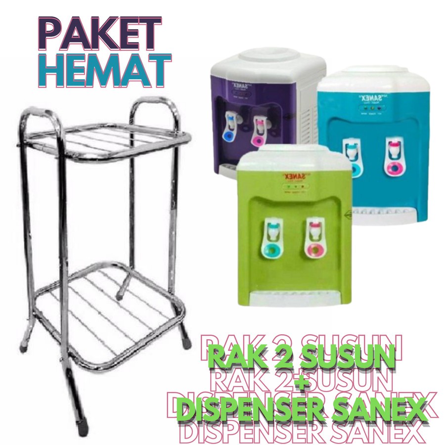 RAK DISPENSER SERBAGUNA STAINLESS 2 SUSUN PAKET DISPENSER HOT NORMAL