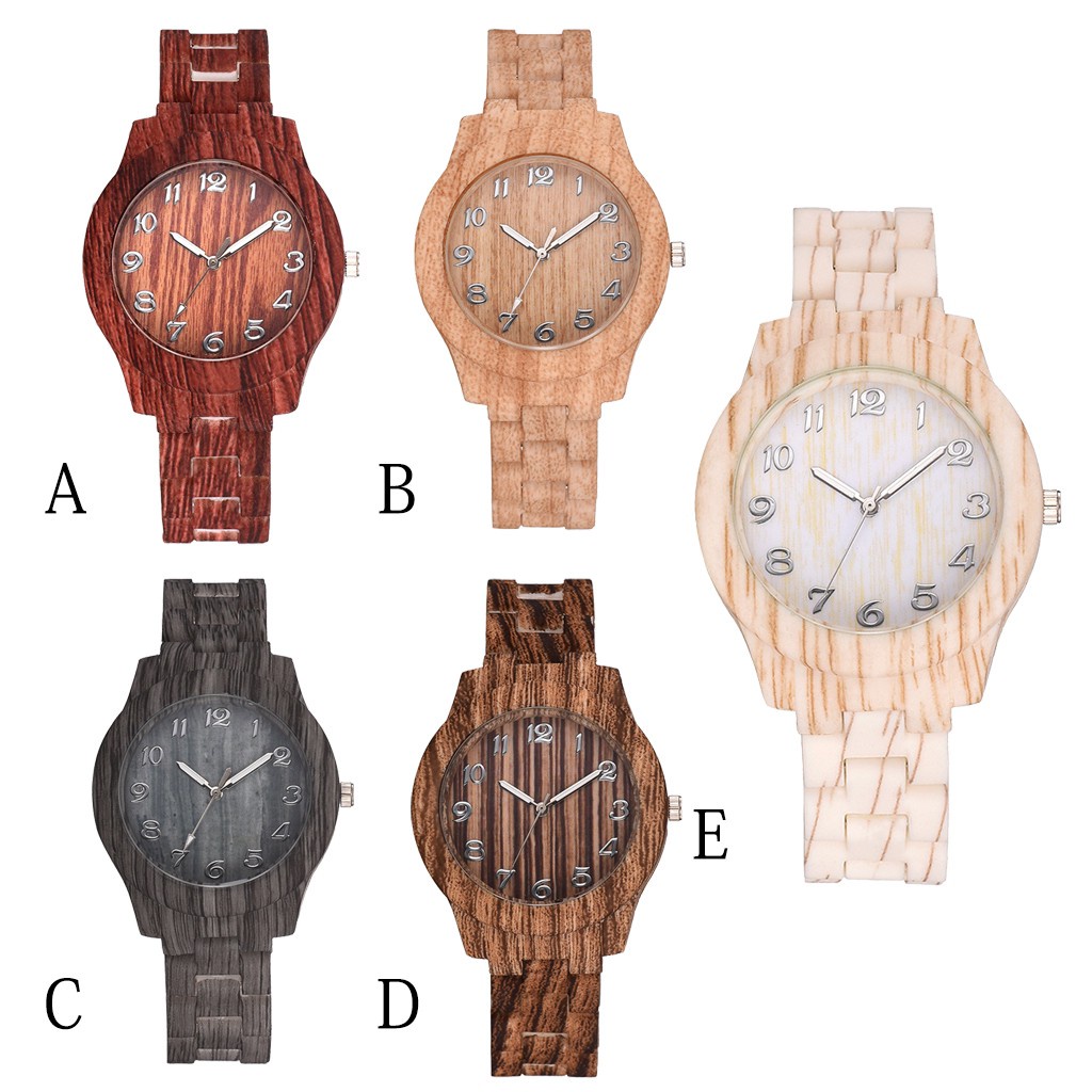 ✅COD [BBS] Jam Kayu Simple Men And Women Couple Universal Fashion Retro Wood Grain Watch