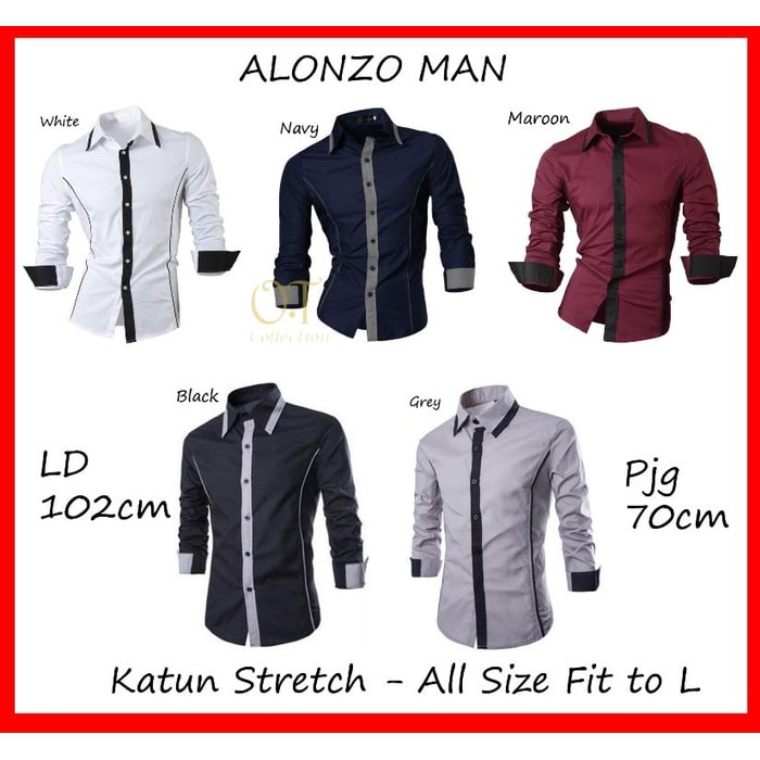 Kemeja Kantor Pria Casual Hijau Ijo Muda Mint Polosan Cowok Korea IM864 Alonxo Cowo Formal Slim Fi