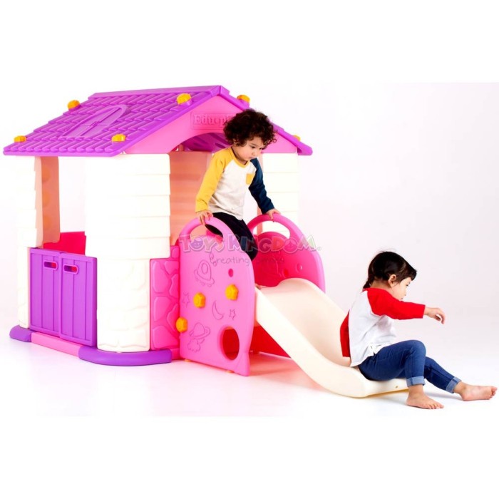 BAYI-RUANG-LUAR-MAINAN- PLAYHOUSE MAINAN RUMAH RUMAHAN PROSOTAN EDUPLAY PLAYHOUSE 3 WITH SLIDE