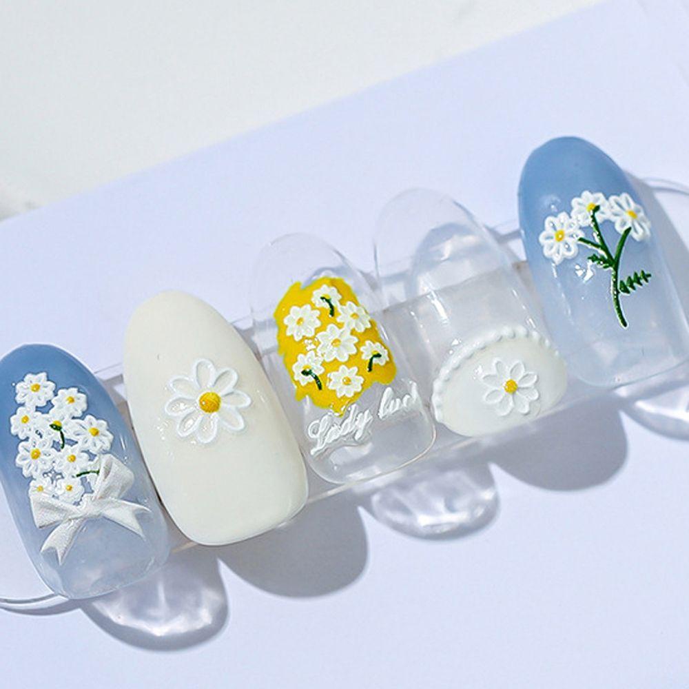 Mxbeauty Bunga Stiker Kuku Fashion Tipis Tangguh Daisy Rose Daun Self Adhesive Nail Art Dekorasi