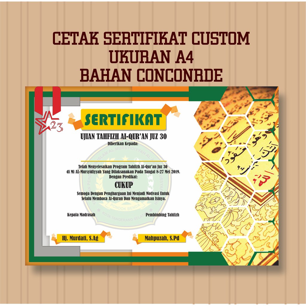 Cetak Sertifikat Bahan Concorde uk A4 Shopee Indonesia Cetak Sertifikat Bahan Concorde uk A4 Shopee Indonesia