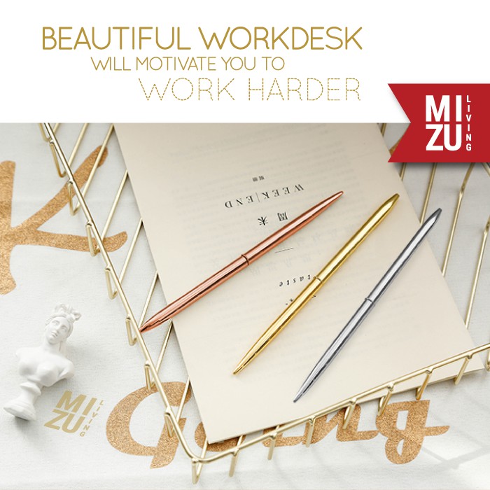 SUBLIMELY GOLDEN SLIM GOLD PEN Twist Refillable Black Ink Tinta Hitam Ballpoint Pena Emas Kurus-4