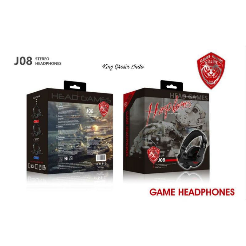 Game Headphones Tipe J08 / Headphone Gaming  3.5 MM No Delay / Headset Headphone Gaming