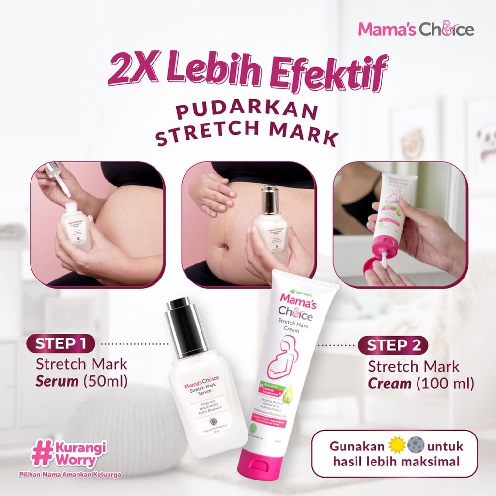 Mama's Choice - Stretchmark Serum &amp; Stretchmark Cream ( Combo 2x lebih efektif Pudarkan Stretchmark ) n